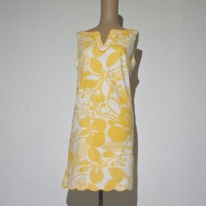 Talbots Yellow White Floral Dress Tropical Vacation Cruise Resortwear Size 8